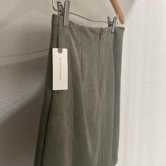 Anthropologie Suede Mini Skirt In A Moss Green - Picture 6 of 9